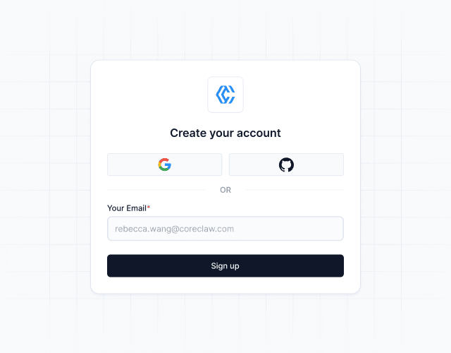 Create account workflow